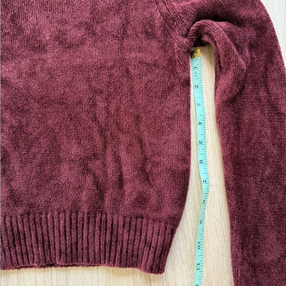 Aritzia Wilfred - Chenille Burgundy Turtleneck Crop Sweater - Sz M - Picture 4 of 6